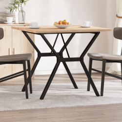 Table à manger Style Industriel cadre en Y en bois de pin massif & fonte 90 x 90 x 75.5 cm {attributes} 2