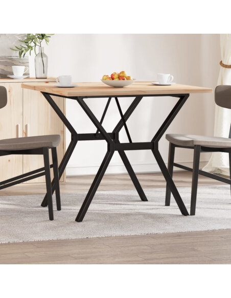 Table à manger Style Industriel cadre en Y en bois de pin massif & fonte 90 x 90 x 75.5 cm {attributes} Table à manger Style Industriel cadre en Y en bois de pin massif & fonte 90 x 90 x 75.5 cm {attributes}