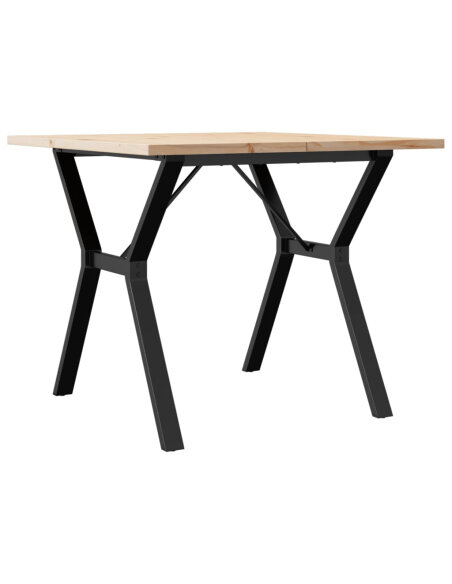 Table à manger Style Industriel cadre en Y en bois de pin massif & fonte 90 x 90 x 75.5 cm {attributes} Table à manger Style Industriel cadre en Y en bois de pin massif & fonte 90 x 90 x 75.5 cm {attributes}
