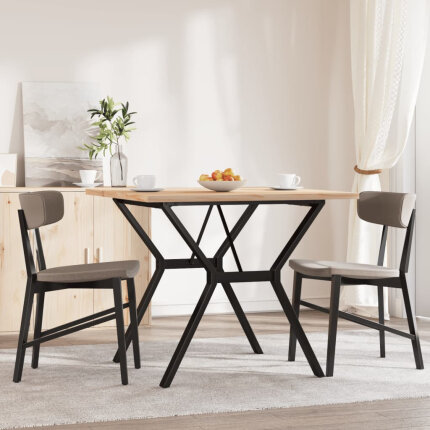 Table à manger Style Industriel cadre en Y en bois de pin massif & fonte 90 x 90 x 75.5 cm {attributes}