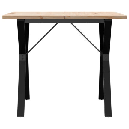 Table à manger Style Industriel cadre en Y en bois de pin massif & fonte 90 x 90 x 75.5 cm {attributes}
