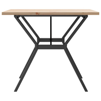 Table à manger Style Industriel cadre en Y en bois de pin massif & fonte 90 x 90 x 75.5 cm {attributes}