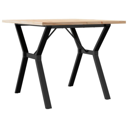 Table à manger Style Industriel cadre en Y en bois de pin massif & fonte 90 x 90 x 75.5 cm {attributes}