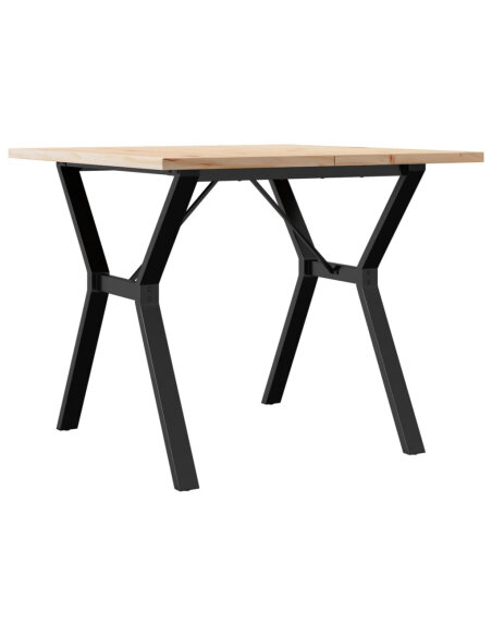 Table à manger Style Industriel cadre en Y en bois de pin massif & fonte 90 x 90 x 75.5 cm {attributes} Table à manger Style Industriel cadre en Y en bois de pin massif & fonte 90 x 90 x 75.5 cm {attributes}