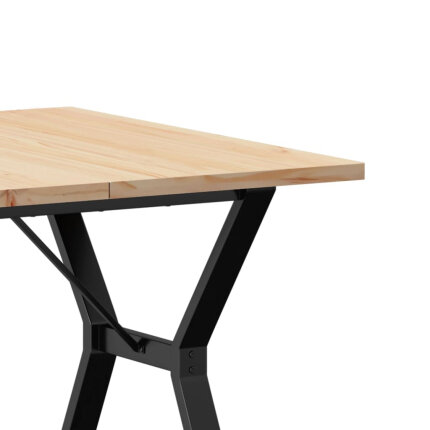 Table à manger Style Industriel cadre en Y en bois de pin massif & fonte 90 x 90 x 75.5 cm {attributes}
