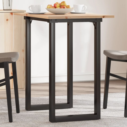 Table à manger Style Industriel cadre en O en bois de pin massif & fonte 80 x 50 x 75.5 cm {attributes}