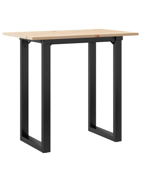 Table à manger Style Industriel cadre en O en bois de pin massif & fonte 80 x 50 x 75.5 cm {attributes}