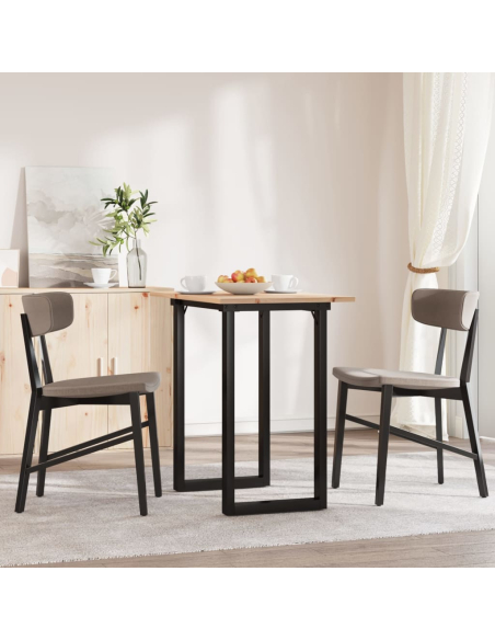 Table à manger Style Industriel cadre en O en bois de pin massif & fonte 80 x 50 x 75.5 cm {attributes}