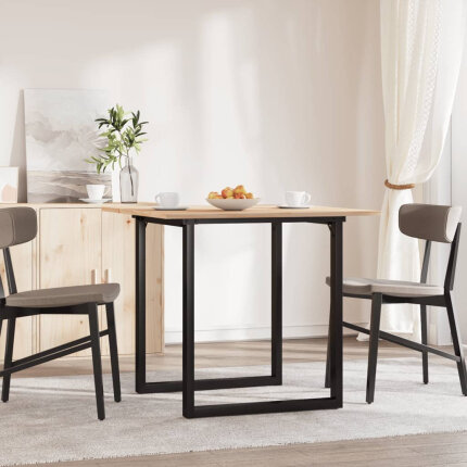 Table à manger Style Industriel cadre en O en bois de pin massif & fonte 90 x 90 x 75 cm {attributes}