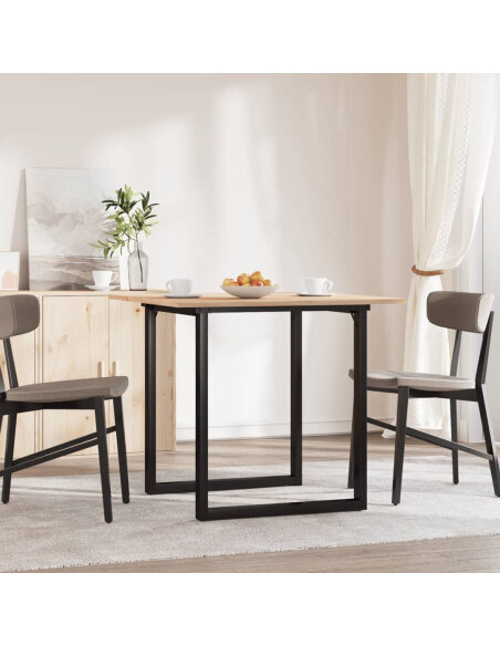 Table à manger Style Industriel cadre en O en bois de pin massif & fonte 90 x 90 x 75 cm {attributes} Table à manger Style Industriel cadre en O en bois de pin massif & fonte 90 x 90 x 75 cm {attributes}