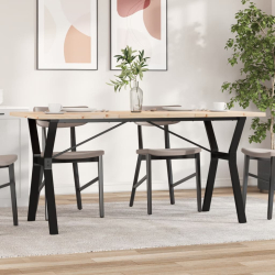 Table à manger Style Industriel cadre en Y en bois de pin massif & fonte 140 x 80 x 75.5 cm {attributes} 2