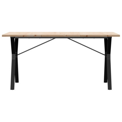 Table à manger Style Industriel cadre en Y en bois de pin massif & fonte 140 x 80 x 75.5 cm {attributes}