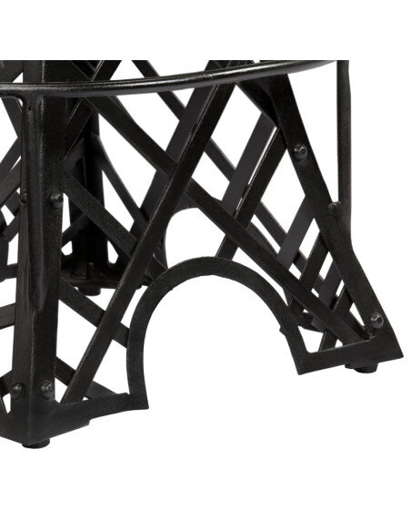 Tabourets de bar industriel tour Eiffel en lot de 2 en cuir véritable Noir  {attributes}