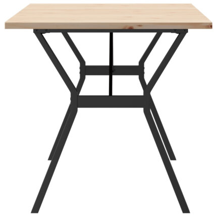 Table à manger Style Industriel cadre en Y en bois de pin massif & fonte 140 x 80 x 75.5 cm {attributes}