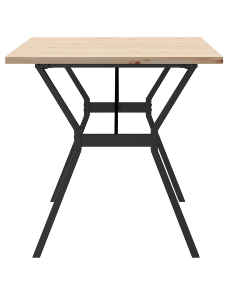 Table à manger Style Industriel cadre en Y en bois de pin massif & fonte 140 x 80 x 75.5 cm {attributes}