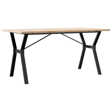 Table à manger Style Industriel cadre en Y en bois de pin massif & fonte 140 x 80 x 75.5 cm {attributes}