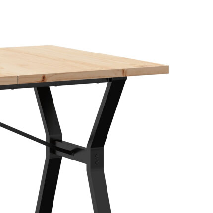 Table à manger Style Industriel cadre en Y en bois de pin massif & fonte 140 x 80 x 75.5 cm {attributes}