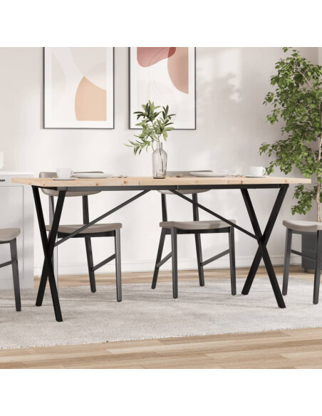 Table à manger Style Industriel cadre en X en bois de pin massif & fonte 160 x 80 x 75.5 cm {attributes} Table à manger Style Industriel cadre en X en bois de pin massif & fonte 160 x 80 x 75.5 cm {attributes}