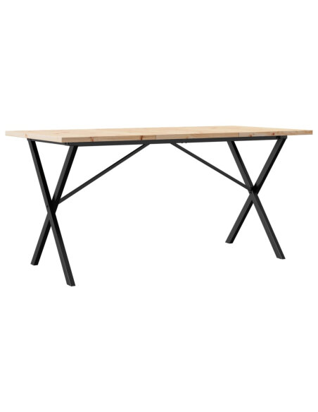 Table à manger Style Industriel cadre en X en bois de pin massif & fonte 160 x 80 x 75.5 cm {attributes} Table à manger Style Industriel cadre en X en bois de pin massif & fonte 160 x 80 x 75.5 cm {attributes}
