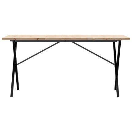 Table à manger Style Industriel cadre en X en bois de pin massif & fonte 160 x 80 x 75.5 cm {attributes}
