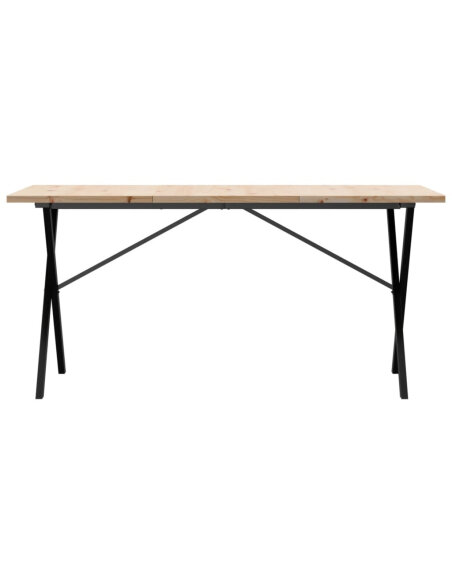 Table à manger Style Industriel cadre en X en bois de pin massif & fonte 160 x 80 x 75.5 cm {attributes} Table à manger Style Industriel cadre en X en bois de pin massif & fonte 160 x 80 x 75.5 cm {attributes}