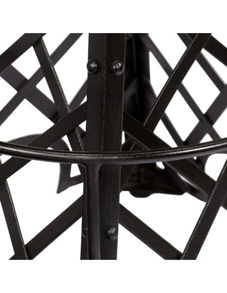 Tabourets de bar industriel tour Eiffel en lot de 2 en cuir véritable Noir  {attributes}