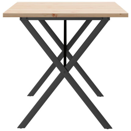 Table à manger Style Industriel cadre en X en bois de pin massif & fonte 160 x 80 x 75.5 cm {attributes}