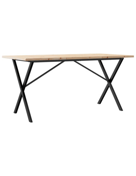 Table à manger Style Industriel cadre en X en bois de pin massif & fonte 160 x 80 x 75.5 cm {attributes} Table à manger Style Industriel cadre en X en bois de pin massif & fonte 160 x 80 x 75.5 cm {attributes}