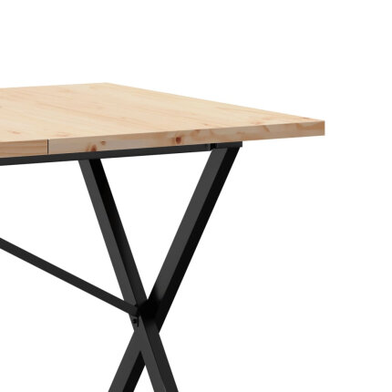 Table à manger Style Industriel cadre en X en bois de pin massif & fonte 160 x 80 x 75.5 cm {attributes}