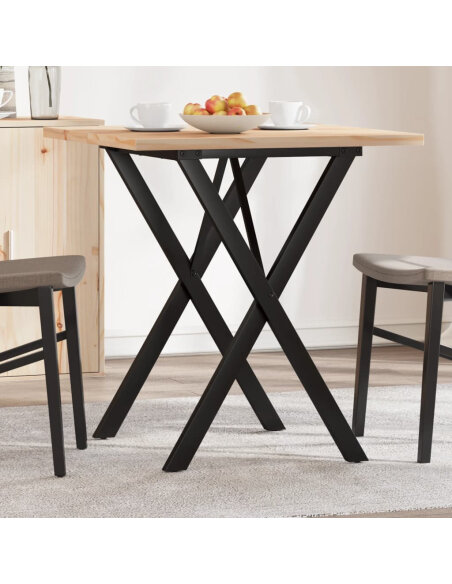Table à manger Style Industriel cadre en X en bois de pin massif & fonte 70 x 70 x 75.5 cm {attributes} Table à manger Style Industriel cadre en X en bois de pin massif & fonte 70 x 70 x 75.5 cm {attributes}