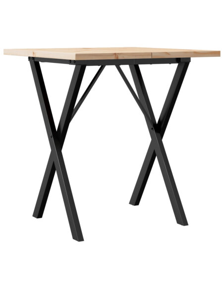 Table à manger Style Industriel cadre en X en bois de pin massif & fonte 70 x 70 x 75.5 cm {attributes} Table à manger Style Industriel cadre en X en bois de pin massif & fonte 70 x 70 x 75.5 cm {attributes}