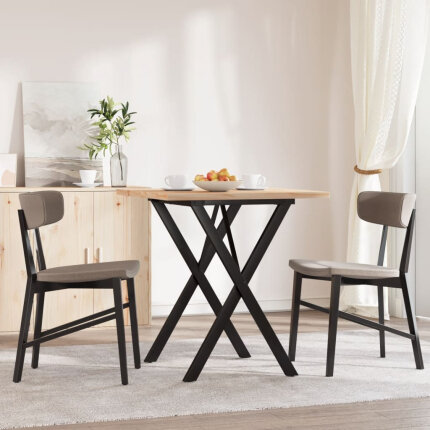 Table à manger Style Industriel cadre en X en bois de pin massif & fonte 70 x 70 x 75.5 cm {attributes}