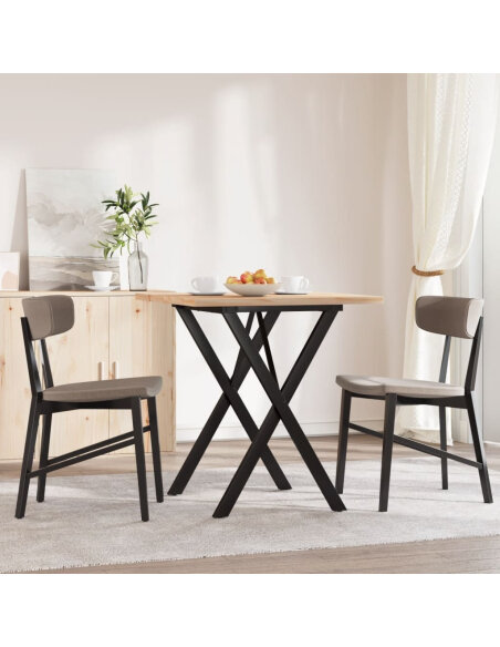 Table à manger Style Industriel cadre en X en bois de pin massif & fonte 70 x 70 x 75.5 cm {attributes} Table à manger Style Industriel cadre en X en bois de pin massif & fonte 70 x 70 x 75.5 cm {attributes}
