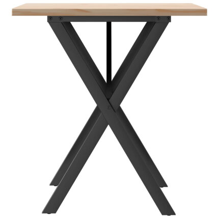 Table à manger Style Industriel cadre en X en bois de pin massif & fonte 70 x 70 x 75.5 cm {attributes}