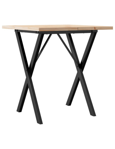 Table à manger Style Industriel cadre en X en bois de pin massif & fonte 70 x 70 x 75.5 cm {attributes} Table à manger Style Industriel cadre en X en bois de pin massif & fonte 70 x 70 x 75.5 cm {attributes}