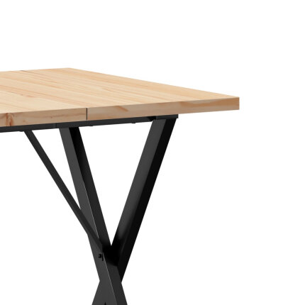 Table à manger Style Industriel cadre en X en bois de pin massif & fonte 70 x 70 x 75.5 cm {attributes}