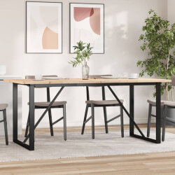 Table à manger Style Industriel cadre en O en bois de pin massif & fonte 180 x 90 x 75.5 cm {attributes} 2