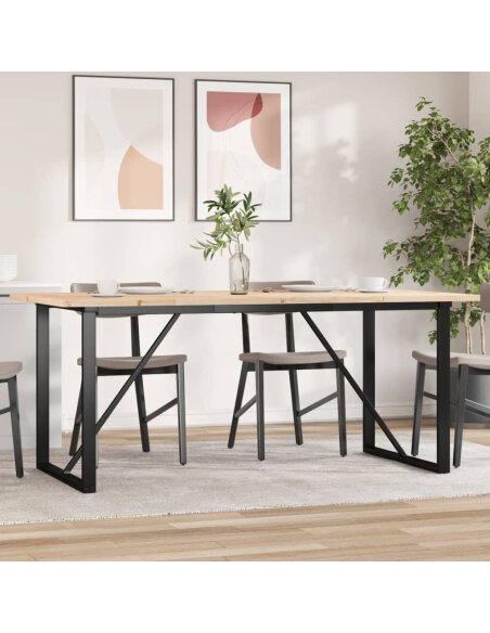 Table à manger Style Industriel cadre en O en bois de pin massif & fonte 180 x 90 x 75.5 cm {attributes}