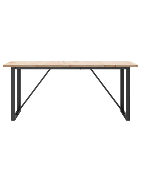 Table à manger Style Industriel cadre en O en bois de pin massif & fonte 180 x 90 x 75.5 cm {attributes}