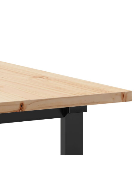 Table à manger Style Industriel cadre en O en bois de pin massif & fonte 180 x 90 x 75.5 cm {attributes}