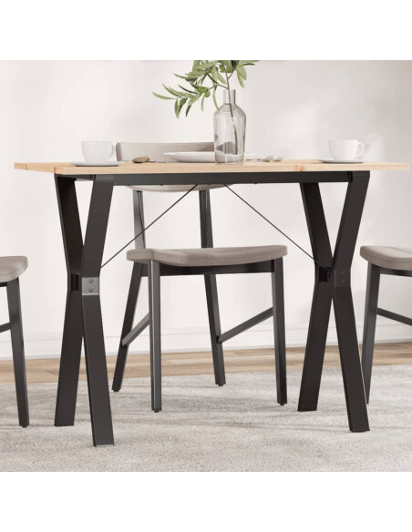 Table à manger Style Industriel cadre en Y en bois de pin massif & fonte 100 x 50 x 75 cm {attributes}