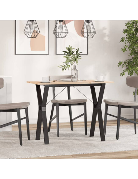 Table à manger Style Industriel cadre en Y en bois de pin massif & fonte 100 x 50 x 75 cm {attributes}