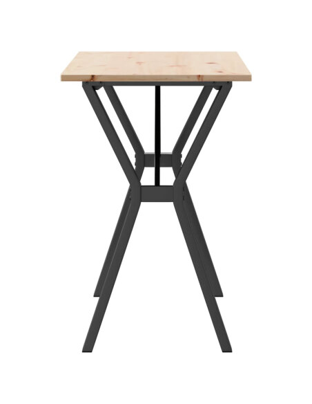 Table à manger Style Industriel cadre en Y en bois de pin massif & fonte 100 x 50 x 75 cm {attributes}