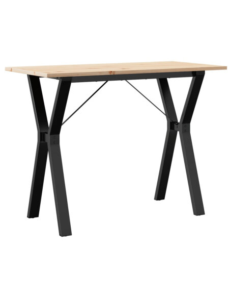 Table à manger Style Industriel cadre en Y en bois de pin massif & fonte 100 x 50 x 75 cm {attributes}