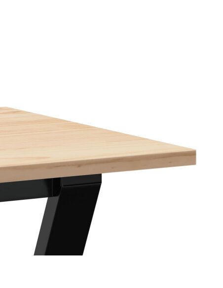 Table à manger Style Industriel cadre en Y en bois de pin massif & fonte 100 x 50 x 75 cm {attributes}