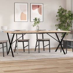 Table à manger Style Industriel cadre en X en bois de pin massif & fonte 200 x 100 x 75.5 cm {attributes} 2