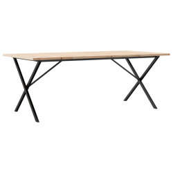 Table à manger Style Industriel cadre en X en bois de pin massif & fonte 200 x 100 x 75.5 cm {attributes}