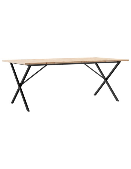 Table à manger Style Industriel cadre en X en bois de pin massif & fonte 200 x 100 x 75.5 cm {attributes}