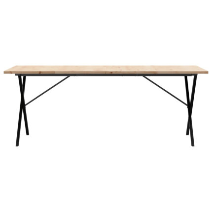 Table à manger Style Industriel cadre en X en bois de pin massif & fonte 200 x 100 x 75.5 cm {attributes}