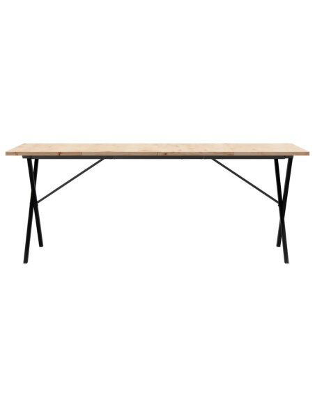Table à manger Style Industriel cadre en X en bois de pin massif & fonte 200 x 100 x 75.5 cm {attributes}